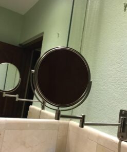 JERDON Two-Sided Wall-Mounted Makeup Mirror - Makeup Mirror with 5X Magnification & Wall-Mount Arm - 8-Inch Diameter Mirror with Nickel Finish Wall Mount - Model JP7506N 38 71VSHSx9OpL 2