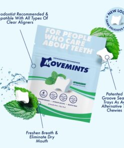 Movemints Clear Aligner Mints - Patented Aligner Seating Mints - Edible Alternative to Aligner Chewies - Xylitol Mints for Dry Mouth - Spearmint (7 Pack) 20 Count (Pack of 7) 10 71VUuR2KSNL