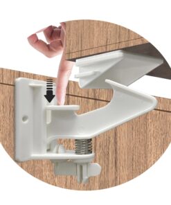 12 Pack Cabinet Locks Child Safety Latches - Vmaisi Baby Proofing Cabinets Drawer Lock with Adhesive Easy Installation - No Drilling or Extra Screws (White) Standard 12.0 20 71VWIB4kqTL