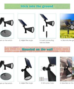URPOWER Solar Lights Outdoor, Adjustable Solar Spot Lights Outdoor, 2-in-1 Waterproof Solar Landscape Spotlights Wall Light, Dusk-to-Dawn Solar Powered Outdoor Light for Garden, Yard, Pathway (2 Pack) 2 Pack Cool White 37 71VWL6RfUkL
