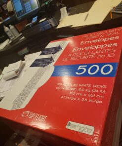 Top Flight PSTF10NWT #10 Envelopes, Strip & Seal, Security Tinted, White Paper, 24 lb, 500 Count 14 71VXLuQt0tL