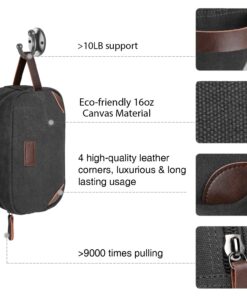 TOUPONS Men's Travel Toiletry Organizer Bag Canvas Shaving Dopp Kit TSA Approved (Black) Black 16 71VZeVbfQL