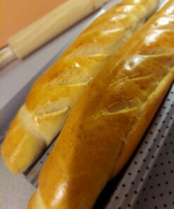 AMAGABELI GARDEN & HOME Nonstick Perforated Baguette Pan 15" x 13" for French Bread Baking 4 Wave Loaves Loaf Bake Mold Toast Cooking Bakers Molding 4 Gutter Oven Toaster Pan Cloche Waves Silver 4 Slots 43 71VZvPEMi3L