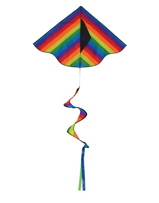 In the Breeze Rainbow Stripe Delta Kite 42" Twister Tail 3158