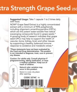 NOW Supplements, Grape Seed (a Highly Concentrated Extract with a Minimum of 90% Polyphenols) Extra Strength 250 mg, 90 Veg Capsules 13 71VbMjFstiL