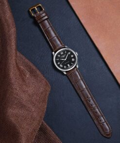 iStrap Leather Watch band Alligator Grain Calfskin Replacement Strap Stainless Steel Buckle Bracelet for Men Women-18mm 19mm 20mm 21mm 22mm 24mm-Black Brown Brown-Rose Gold Buckle 16 71VbP69NYIL