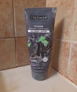 FREEMAN Polishing Charcoal & Black Sugar Facial Gel Mask, Purifies Skin, Not Over-Drying, Polishing Face Mask, Exfoliating, Removes Dead Skin, Perfect For All Skin Types, 6 fl.oz./ 175 mL Tube 43 71Vc CZjdpL