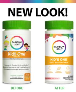 Rainbow Light Kids One Multivitamin, Chewable Multivitamin for Kids Provides Healthy Growth and Immune Support, With Vitamin C, Zinc, & B Complex, Vegetarian and Gluten Free, Fruit Punch, 90 Count 90 Count (Pack of 1) 33 71Vc22WjuQL 3