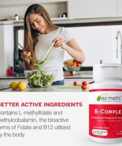 EZ Melts Dissolvable Vitamin B-Complex Tablet with Methyl B12 & Methyl Folate, Sugar-Free, 2-Month Supply 17 71VcbtupYsL