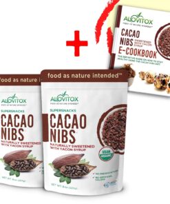 Cacao Nibs Naturally Sweetened with Yacon Syrup | Raw Organic, Sugar Free, Keto, Paleo and Vegan Friendly | Antioxidant and Protein Rich Criollo Chocolate Snack by Alovitox | 16 oz (2 x 8 oz) 14 71VcoEFEBIL