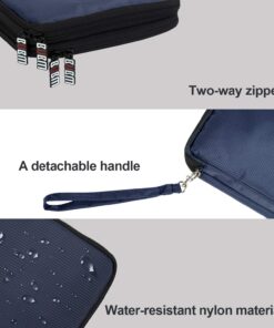 BUBM Double Layer Electronics Organizer, Travel Gadget Bag for Cables, Memory Cards, Flash Hard Drive and More, Fit for iPad or Tablet(up To 9.7")--Large, Dark Blue Large,2-layer 31 71VdTGek2vL