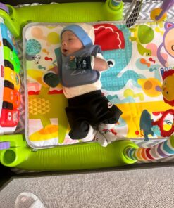 Fisher-Price Baby Playmat Deluxe Kick & Play Piano Gym & Maracas with Smart Stages Learning Content,5 Linkable Toys & 2 Soft Rattles (Amazon Exclusive) Kick N Play Green + Maracas 51 71VdbrK8QNL