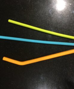 Softy Straws Wide Premium Reusable Silicone Drinking Straws + Patented Straw Squeegee - 9” Long With Curved Bend for 20/30/32oz Tumblers BPA Free Non Rubber, Flexible, Safe for Kids/Toddlers Assorted - Silicone 50 71VebYplziL