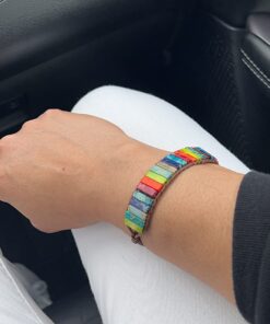 Plumiss 7 Chakra Bracelets for Women Boho Handmade Natural Jasper Stone Healing Energy Bead Leather Wrap Bracelet Jewelry Collection Chakra Jasper 34 71Vg9UDbyL