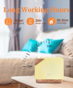 ASAKUKI 700ml Premium Essential Oil Diffuser, 5 in 1 Ultrasonic Aromatherapy Fragrant Oil Vaporizer Humidifier, Timer and Auto-Off Safety Switch, 7 LED Light Colors Light Wood 25 71VgyfCZj4L