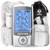 AUVON Rechargeable TENS Unit Muscle Stimulator, 24 Modes 4th Gen TENS Machine with 8pcs 2"x2" Premium Electrode Pads for Pain Relief A-silver 39 71Vh6zkeETL