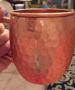Set of 2 Moscow Mule Copper Mugs with Shot Glass - 2 16oz Copper Moscow Mule Mugs - Solid Copper Hammered Mug - Copper Cups for Moscow Mules 27 71VhF4xwl2L