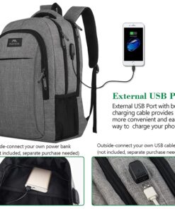 Alternative view of Matein Travel Laptop Backpack, Business Anti Theft Slim Durable Laptops Backpack with USB Charging Port, Water Resistant College School Computer Bag Gifts for Men & Women Fits 15.6 Inch Notebook, Grey Austere Grey