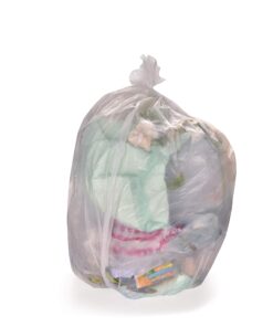ToughBag 33 Gallon Trash Bags, Recycling Bag, 33 x 39” Garbage Bags (100 COUNT/CLEAR) – Outdoor Industrial Garbage Can Liner for Custodians, Landscapers, Lawn Bags - Made In USA 100 Count (Pack of 1) Clear / 33 Gallon 14 71VlDuNPfbL