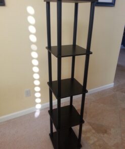 FURINNO Turn-N-Tube 5-Tier Corner Square Rack Display Shelf, Round, Espresso/Black Round Tube 45 71VlEdzylzL