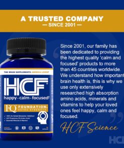 HCF Happy, Calm & Focused - Natural Nootropic Focus Supplement - Boost Concentration, Enhance Focus, Natural Calm Aid & Stress Relief - 90 Capsules for Men & Women - Caffeine-Free Brain Supplement 90 Count (Pack of 1) 36 71Vlkx1sdS 1