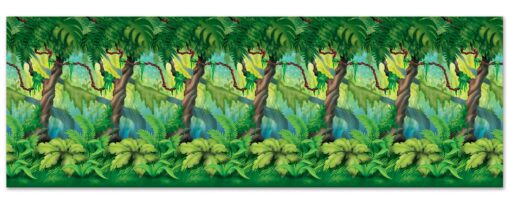 Beistle Jungle Trees Wall Backdrop, 4’ x 30’ – Photo Backdrop, Easy to Adhere Wall Covering, Tropical Party Decorations, Jungle Party Decorations, Greenery Backdrop, Party Decor