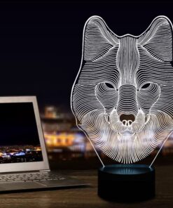 Tiscen 3D Illusion Night Light, LED Table Desk Lamps, Dinosaur Horse Wolf Nightlights,Plastic, 7 Colors USB Charge Lighting Home Decoration for Kids Bedroom 15 71VnWwlZ6dL