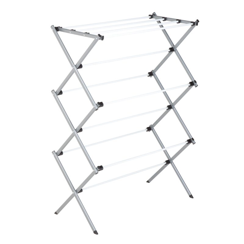 Catalog 9 Honey-Can-Do Deluxe Metal Collapsible Clothes Drying Rack, 50 lbs, 29" x 14.2" x 42.1", White & Grey White and Grey