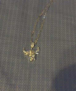 Mens Gold Tone Iced Out Bull Small Pendant with 5Mm 24", No Color, Size No Size 41 71VnaDvRapL