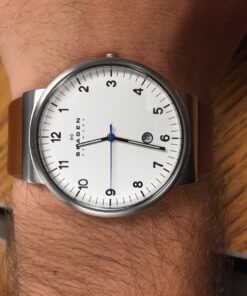 Skagen Men's Ancher Stainless Steel and Mesh Quartz Watch Silver/Brown 25 71VoDXDlycL