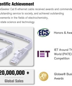 Cat 6 Ethernet Cable 100 ft, Indoor&Outdoor, High Speed 10Gbps Flat Internet Network Cable, Cat6 Ethernet Patch Cable Long, White Computer LAN Cable with Free Clips & Straps for Router, Modem, PS4/5 100ft 17 71VoUnFaqFL