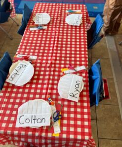 Oojami Pack of 4 Plastic Red and White Checkered Tablecloths - 4 Pack - Picnic Table Covers 54" x 108" Rectangle 28 71Vor4DXpOL