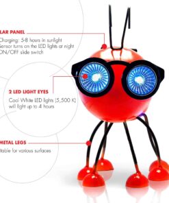 Smarty Gadgets - Metal Garden Art Decoration, Steel Red Ant Figurine with Solar Powered LED Lights for Yard, Patio, Lawn and Garden Decor and Ornament, Outdoor and Indoor Statue, 11" X 10" 23 71VpUDK xTL