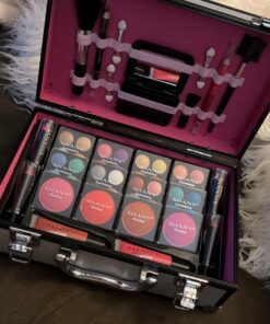 SHANY Carry All Makeup Train Case with Pro Makeup Set, Makeup Brushes, Lipsticks, Eye Shadows, Blushes, Powders, and more - Reusable Makeup Storage - Premium Gift Packaging - Silver 30 71VphdbW7mL