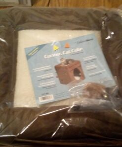 MidWest Homes for Pets 137-BR 'The Original' Curious Cat Cube, Cat House / Cat Condo in Brown Faux Suede & Synthetic Sheepskin Brown Single Story 51 71VqRXdpstL 3