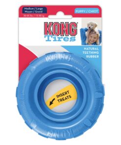 KONG Puppy Tires - Durable Puppy Chew Toy - Soft Rubber Treat Toys for Puppies & Dogs - Stuffable Dog Chew Toy - Puppy Teething Toy for Fetch & Mental Enrichment - Tire Chew Toy - Medium/Large Puppies 31 71VqrfPRtxL 2