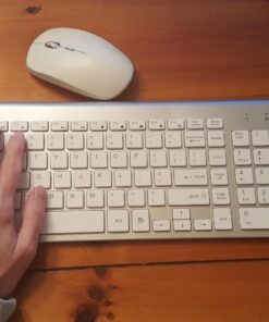 Wireless Keyboard and Mouse,J JOYACCESS USB Slim Wireless Keyboard Mouse with Numeric Keypad Compatible with iMac Mac PC Laptop Tablet Computer Windows -Silver White 39 71VrGr179L