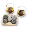 Sea Stones- 9-Piece Set - Full Sized Upcycled Granite Whiskey Chilling Stones- On the Rocks Set Includes 2 Monogrammable Tumblers with Wooden Presentation Tray - Made in the USA with Granite from NH 16 71Vrop xrHL