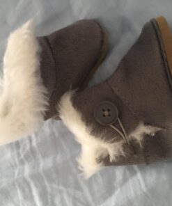 Sophia's Gray Suede Winter Boots with White Faux Fur Lining and Trim Plus Gray Side Button and Soft Tan Soles for 18" Dolls, Gray 46 71Vs0dcpICL