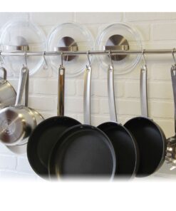 Wallniture Lyon 31.5" Wall Mount Kitchen Utensil Holder With 10 S Hooks For Hanging Pots and Pans Set 27 71VsW3hDfEL