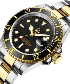 FANMIS Mens Luxury Watches Rotatable Bezel Sapphire Glass Luminous Quartz Silver Gold Two Tone Stainless Steel Watch Gold Black 23 71Vtp7hV5cL