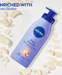 NIVEA Shea Nourish Body Lotion, Dry Skin Lotion with Shea Butter, 16.9 Fl Oz Pump Bottle 16.9 Fl Oz (Pack of 1) 24 71Vv4n0LUTL