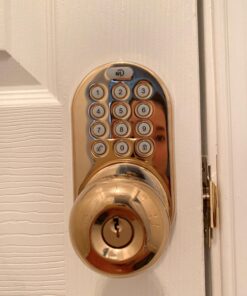 MiLocks TKK-02P Digital Door Knob Handle Lock with Electronic Keypad - Keyless Entry Smart Door Lock with Adjustable Latch Locks, Audible Tones for Interior Front Doors & More, Polished Brass 32 71VvI7Vji7L