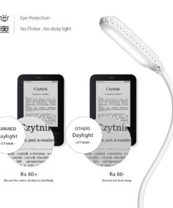 Raniaco Led Clip Reading Book Light Daylight 16 LEDs USB Rechargeable Reading Lamp-3 Brightness,Touch Switch Bedside Book Light with Good Eye Protection Brightness (White) 25 71VwZLuRRCL