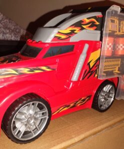 Amazon Basics Toy Car Carrier Truck With Storage For Kids Ages 3 and Up, 6-Pieces Diecast Vehicles & 16 Accessories, Multicolor, Medium 91 71VxG0l53YL