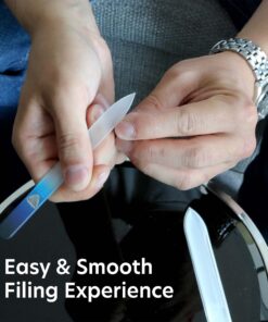 Manicure Pedicure Glass Nail File Set, Toenail & Fingernail Files, Cuticle Trimmer for Gentle Nail Care - Bona Fide Beauty Genuine Czech Glass Blue/ Aqua 14 71VxYsEHkzL