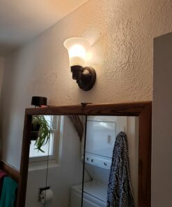 Design House 505115 Village 1-Light Indoor Dimmable Wall Sconce Frosted Flute Glass with Twist On/Off Switch for Bathroom Bedroom Hallway, 8.25" H x 5.1" W, Oil-Rubbed Bronze 41 71VxcHnzCHL