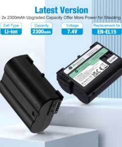 Powerextra EN-EL15a EN-EL15b EN-EL15c Battery and Dual USB Charger Compatible with Nikon D780, Z6, Z7, D850, D810, D810A, D800, D800E, D7500, D7200, D7100, D7000, D750, D810, D610, D600, 1v1 Cameras 17 71Vxpy4fXpL