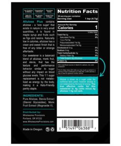 Allulose Sweetener, Keto-Friendly, 0g net carb, Low Carb Sugar, 1:1 Sugar Substitute, The People's Keto Company Allulose Plus, 1 lb, Gluten Free, Vegan, 100% Made in USA (1 Pack) 1.00 Pound (Pack of 1) 13 71VybLCQjwL 1