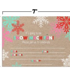 Snow Much Fun Snowflake Birthday Party Invitations, 20 5"x7" Fill In Cards with Twenty White Envelopes by AmandaCreation 10 71W 6fegCKL